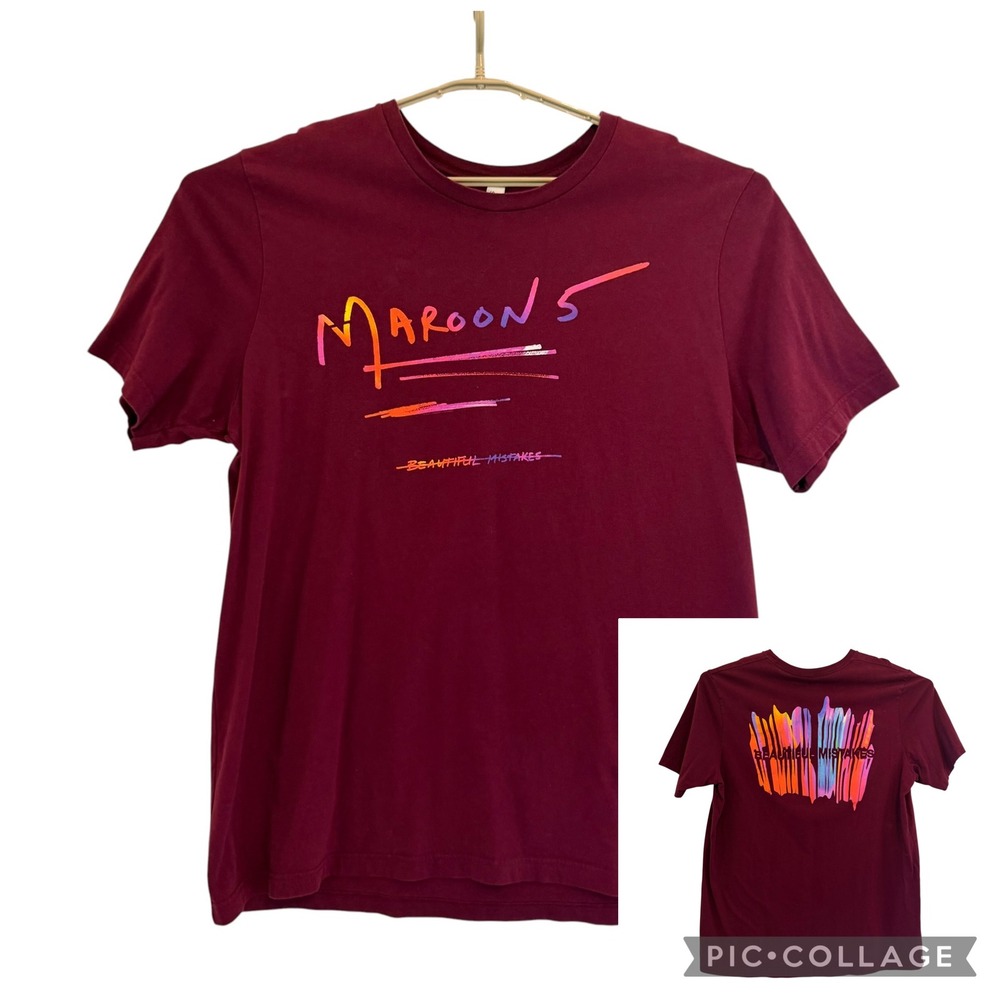 Maroon 5 Beautiful Mistakes Band T-Shirt Mens 2XL Burgundy Bella Canvas Graphic